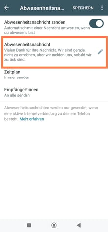 Abwesenheitsnachricht antippen