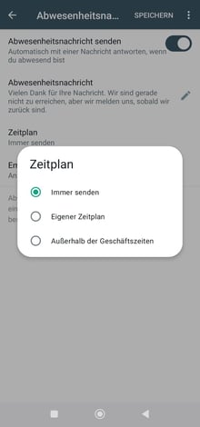 Abwesenheitsnachricht Zeitplan festlegen