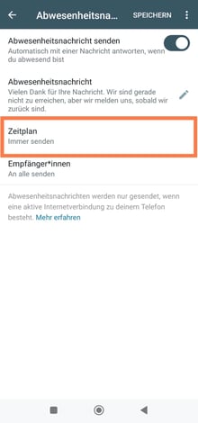 Abwesenheitsnachricht Zeitplan