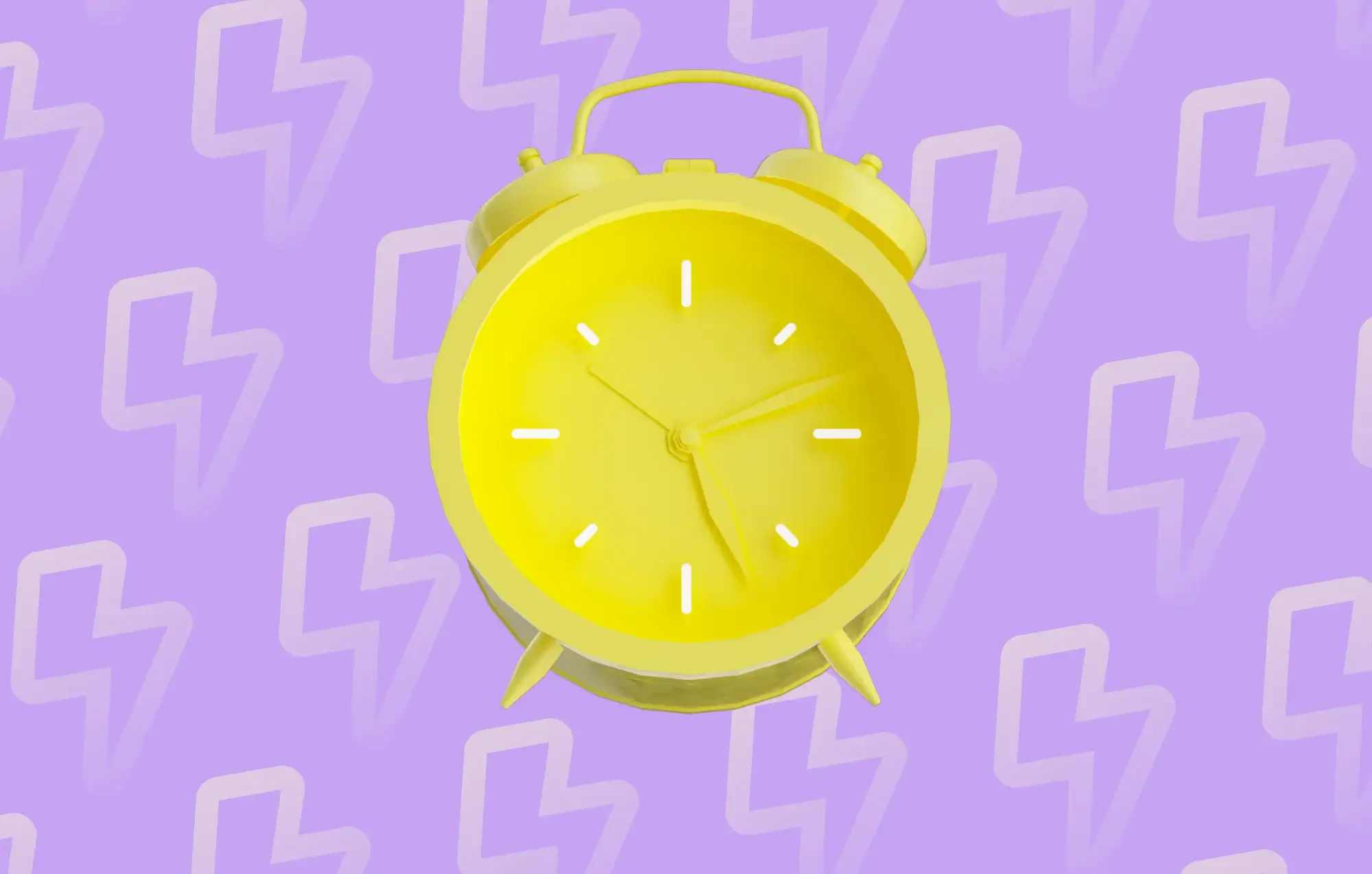 Ticking yellow clock on lightning background