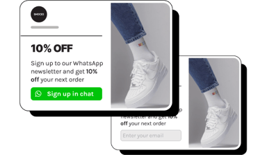 SNOCKS exit intent Pop up für whatsapp Newsletter